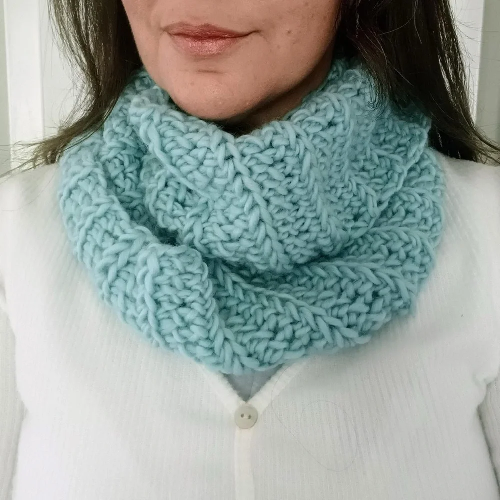 Cozy Blue Crochet Infinity Scarf - Picture 1 of 3